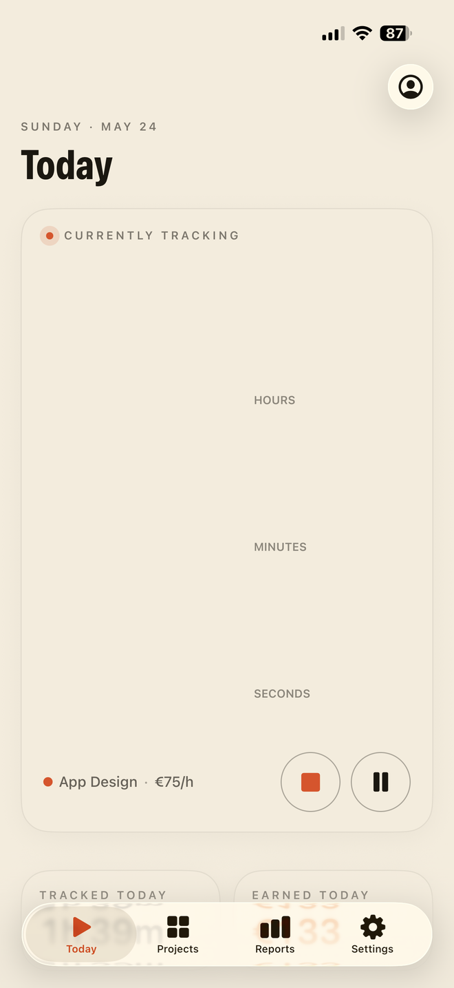 SPAN — Today screen, tracking time